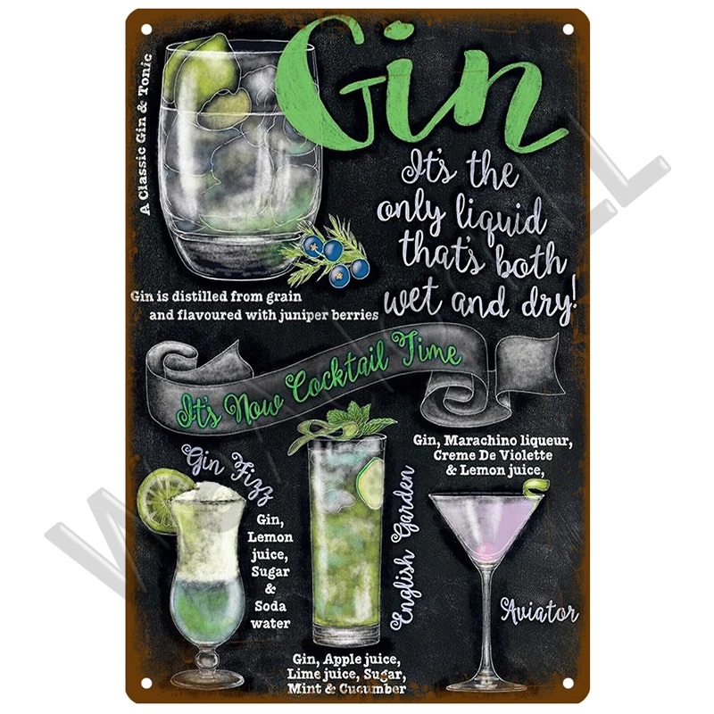 Vintage Cocktail Decorative Tin Sign 20x30 cm 5 Vintage Cocktail Decorative Tin Sign 20x30 cm - Image 5