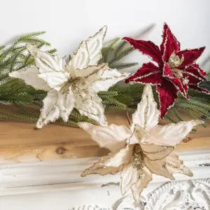 Artistic 26cm Glittered Christmas Poinsettia Ornament 11 S2f9e90e3fde6444fb73aa9c5da2b7c01C