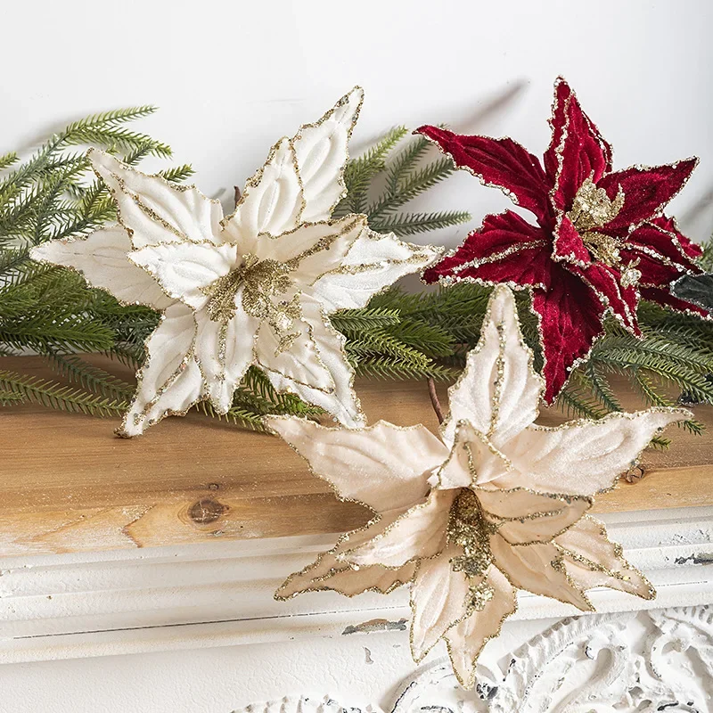Artistic 26cm Glittered Christmas Poinsettia Ornament 3 Artistic 26cm Glittered Christmas Poinsettia Ornament - Image 3