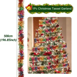 Festive Christmas Glitter Tinsel Tassel Garland 17 S315c8df7374e4961bda2d89e1201cfc8w