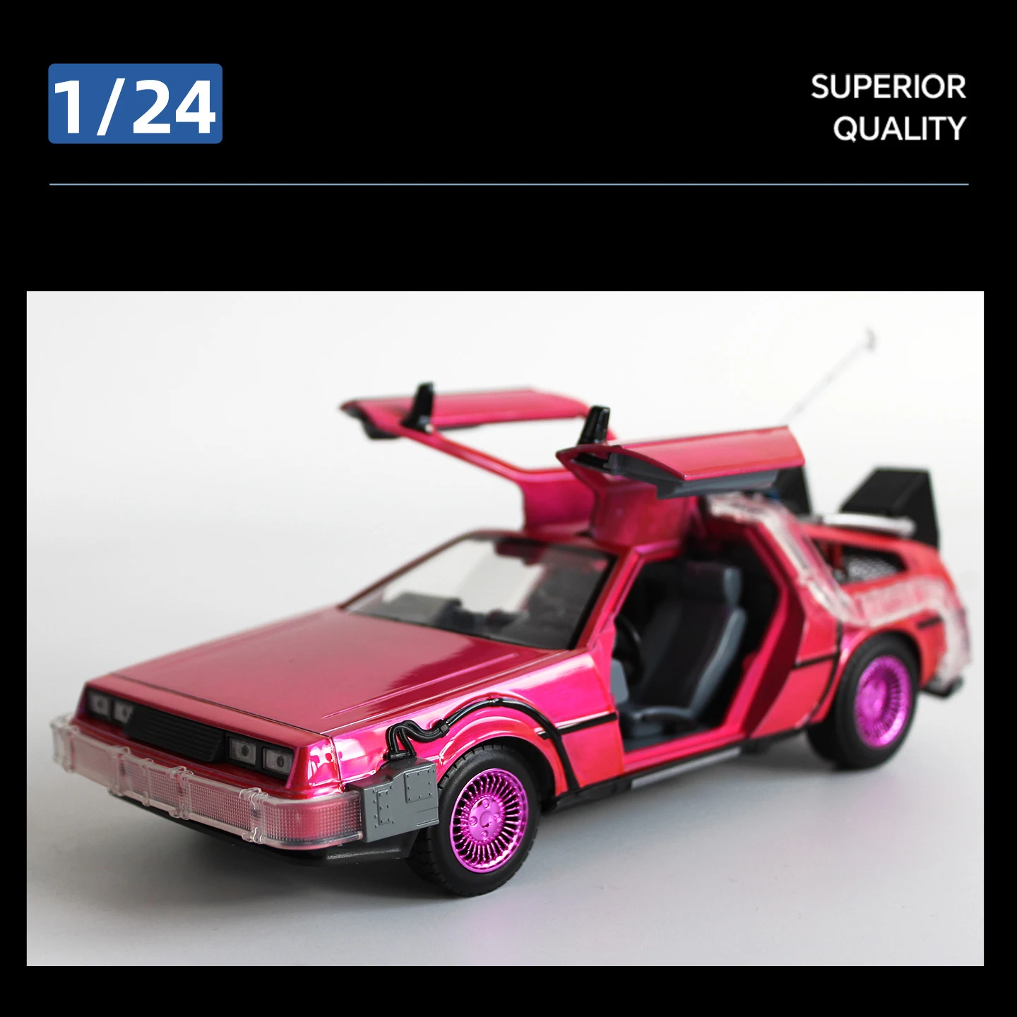 Pink DeLorean DMC-12 1:24 Scale Diecast Model 5 Pink DeLorean DMC-12 1:24 Scale Diecast Model - Image 5