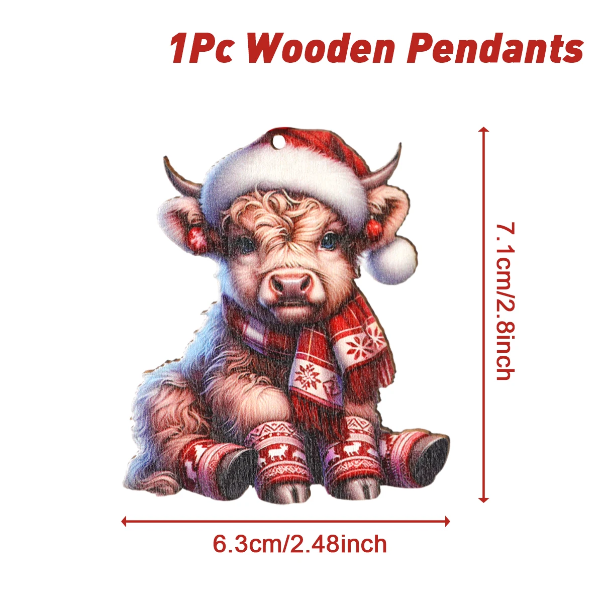 Festive Wooden Cow Pendant for Christmas 8 Festive Wooden Cow Pendant for Christmas - Image 8