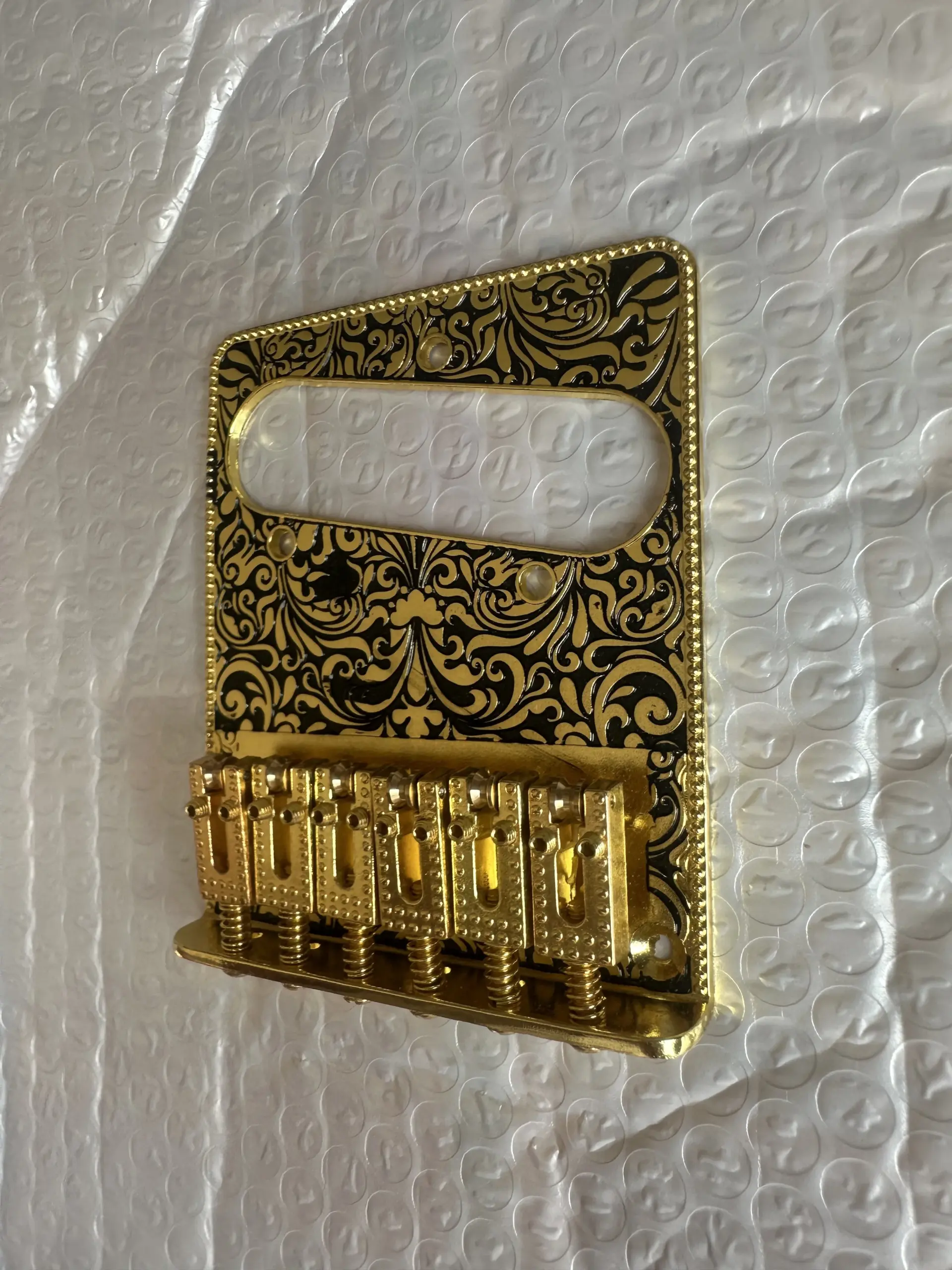 Golden Ornate Guitar Bridge Plate for Telecaster 3 Golden Ornate Guitar Bridge Plate for Telecaster - Image 3