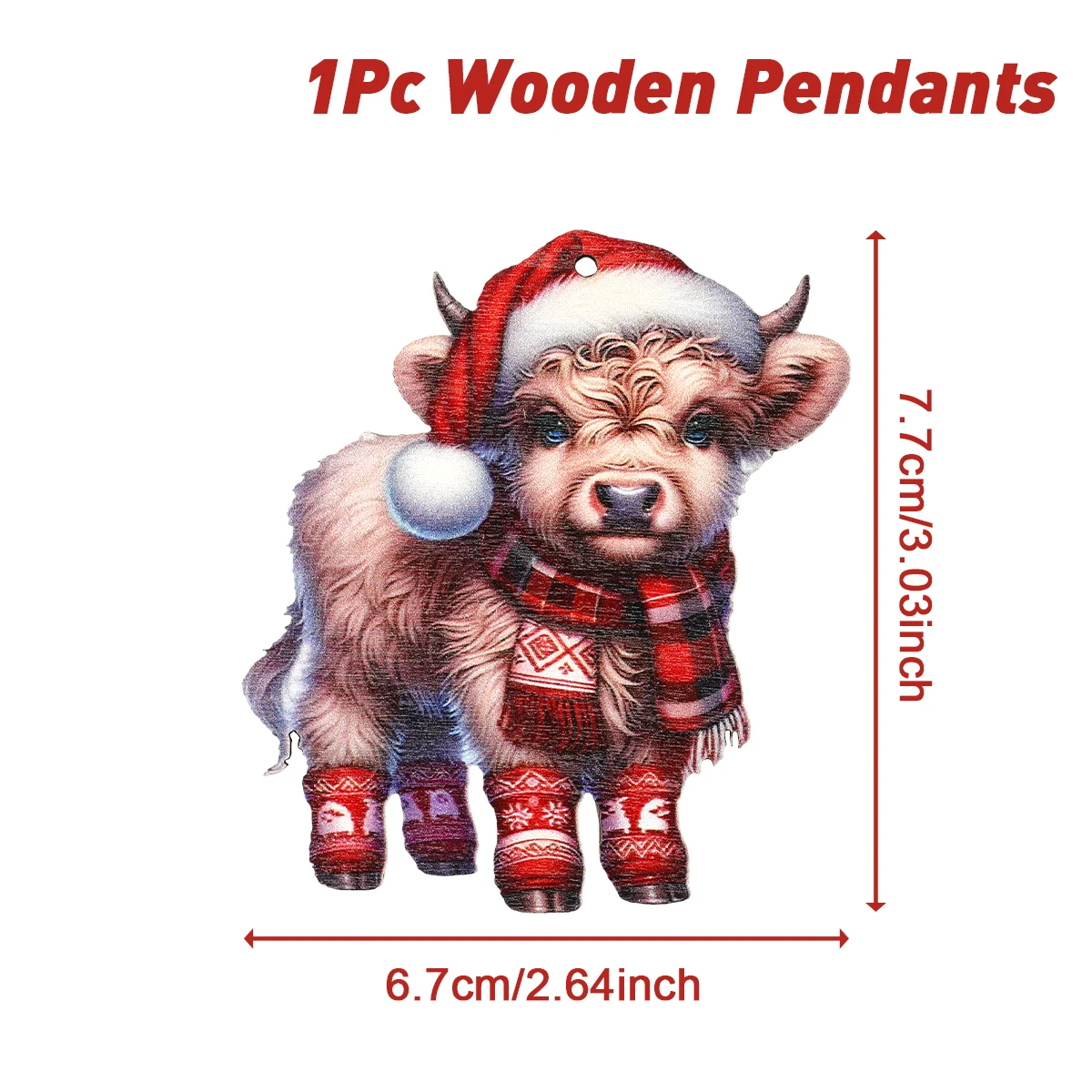 Festive Wooden Cow Pendant for Christmas 9 Festive Wooden Cow Pendant for Christmas - Image 9