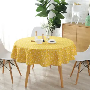 Vibrant Yellow Linen Round Tablecloth 120/150cm 13 S34f67bf0c8d4438381fec4f6e112b8efb