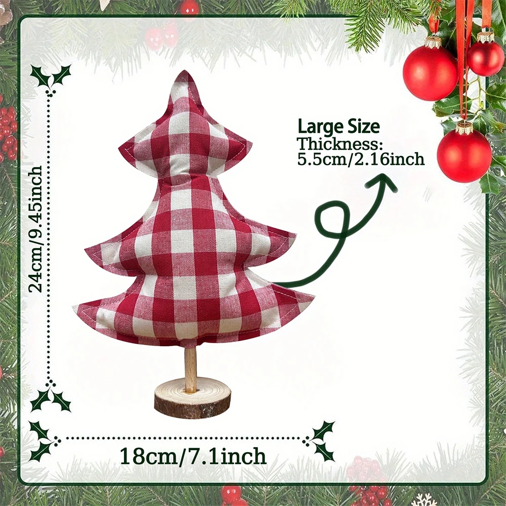Mini Gingham Christmas Tree Ornaments Set 6 Mini Gingham Christmas Tree Ornaments Set - Image 6