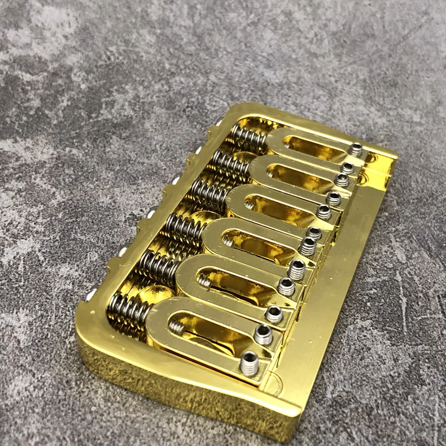 Gold Fixed Guitar Bridge with Stainless Saddles 5 Gold Fixed Guitar Bridge with Stainless Saddles - Image 5