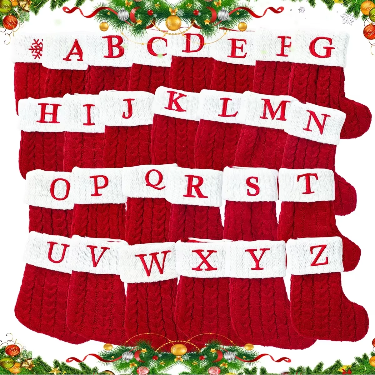 Festive Christmas Stocking with Letter Decor 2 Festive Christmas Stocking with Letter Decor - Image 2