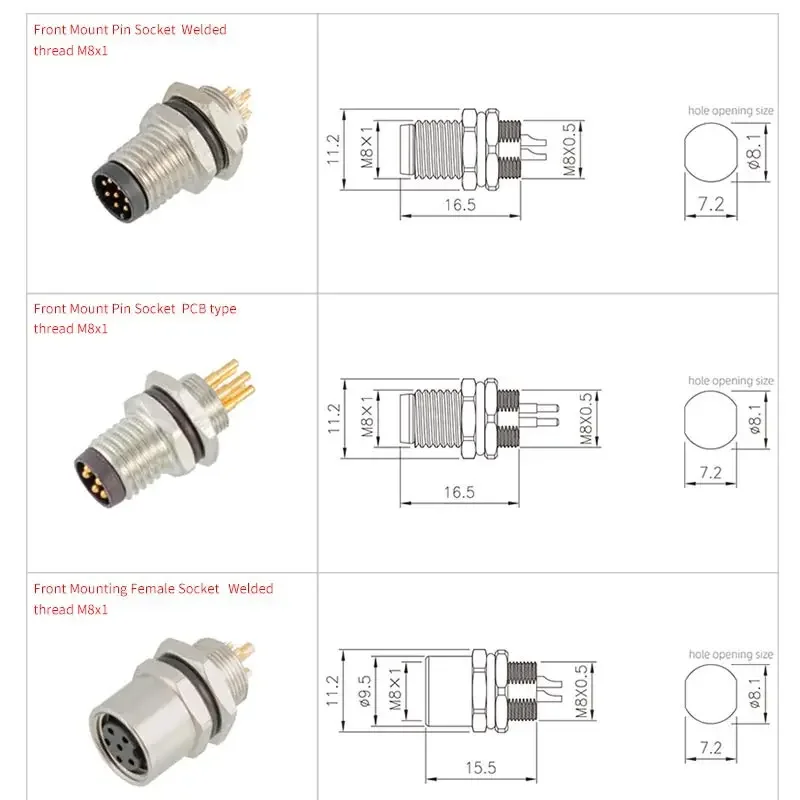 Waterproof M8 Connector with 8 Pins 2 Waterproof M8 Connector with 8 Pins - Image 2