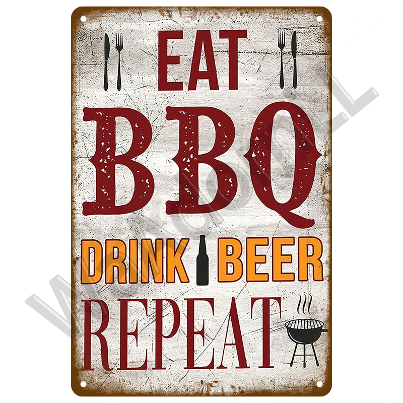 Retro BBQ Metal Sign for Outdoor Decor 5 Retro BBQ Metal Sign for Outdoor Decor - Image 5