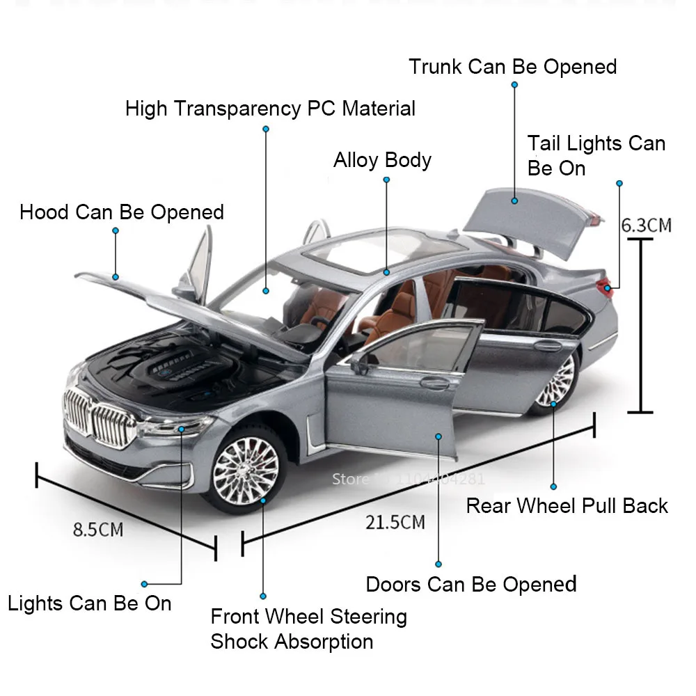 Black BMW 7 Series 760Li Diecast Model 2 Black BMW 7 Series 760Li Diecast Model - Image 2