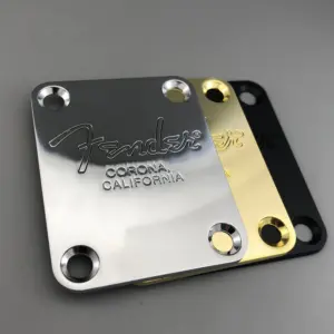 Electric Guitar Metal Neck Plate in Chrome, Gold, Black