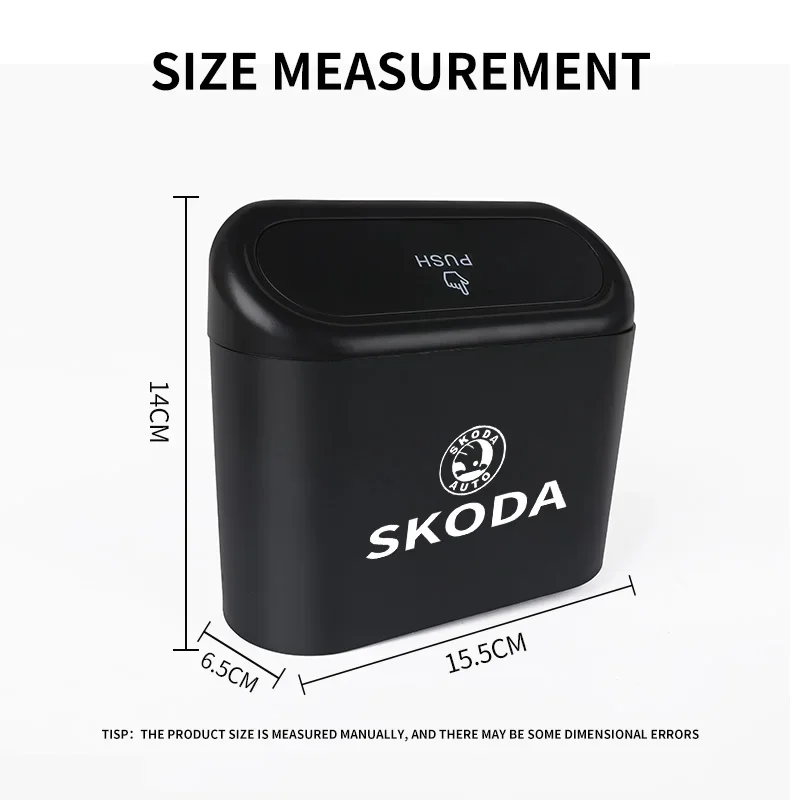 Skoda Black Car Trash Can with Flip Lid 2 Skoda Black Car Trash Can with Flip Lid - Image 2