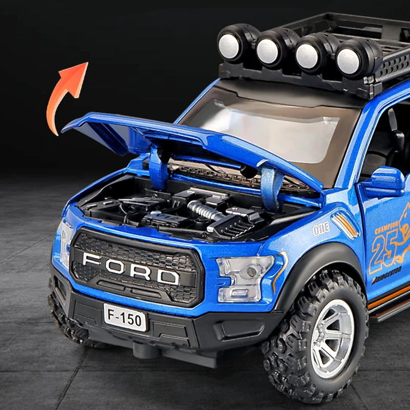 Vibrant Blue Ford Raptor F150 Diecast Model 5 Vibrant Blue Ford Raptor F150 Diecast Model - Image 5