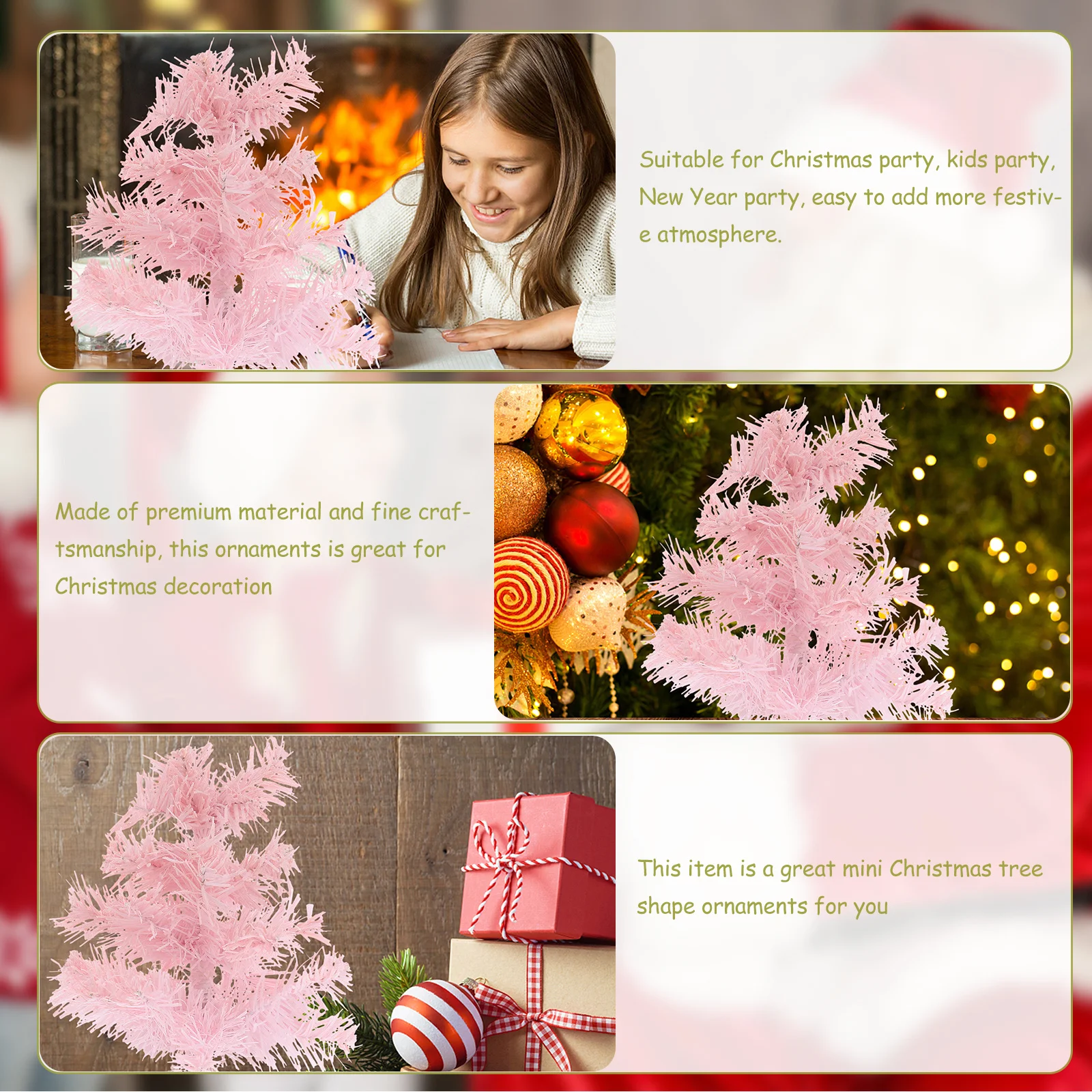 Pink Flocked Mini Christmas Tree Ornament 5 Pink Flocked Mini Christmas Tree Ornament - Image 5