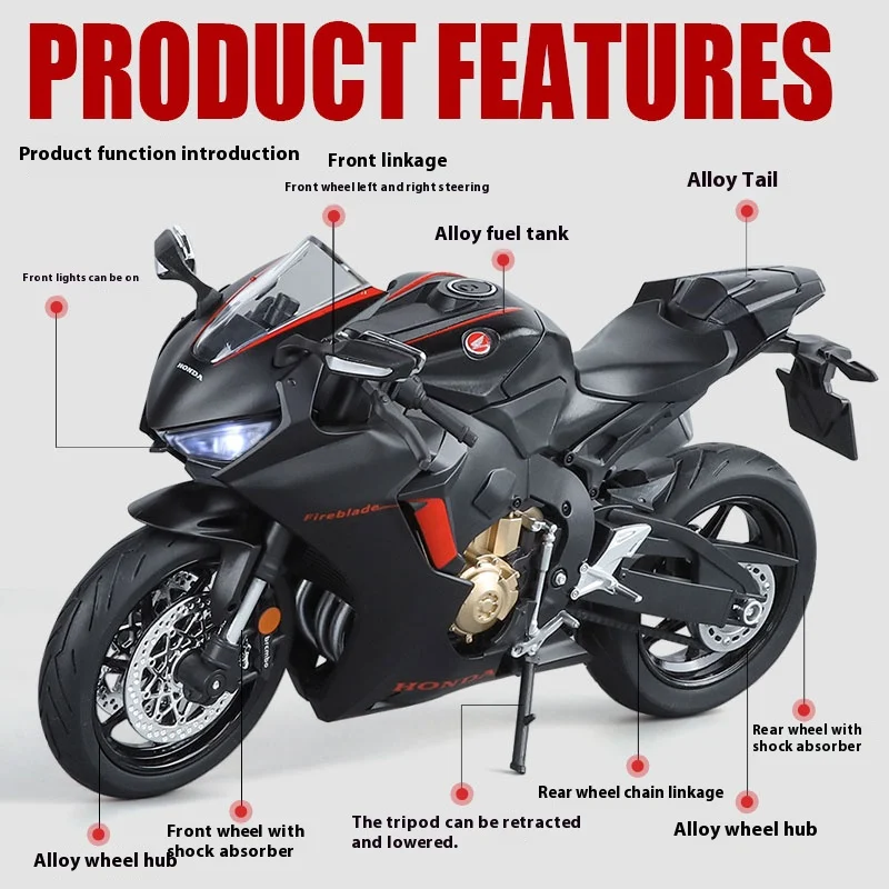 Honda CBR 1000RR Diecast Motorcycle Model 1:10 Scale 2 Honda CBR 1000RR Diecast Motorcycle Model 1:10 Scale - Image 2