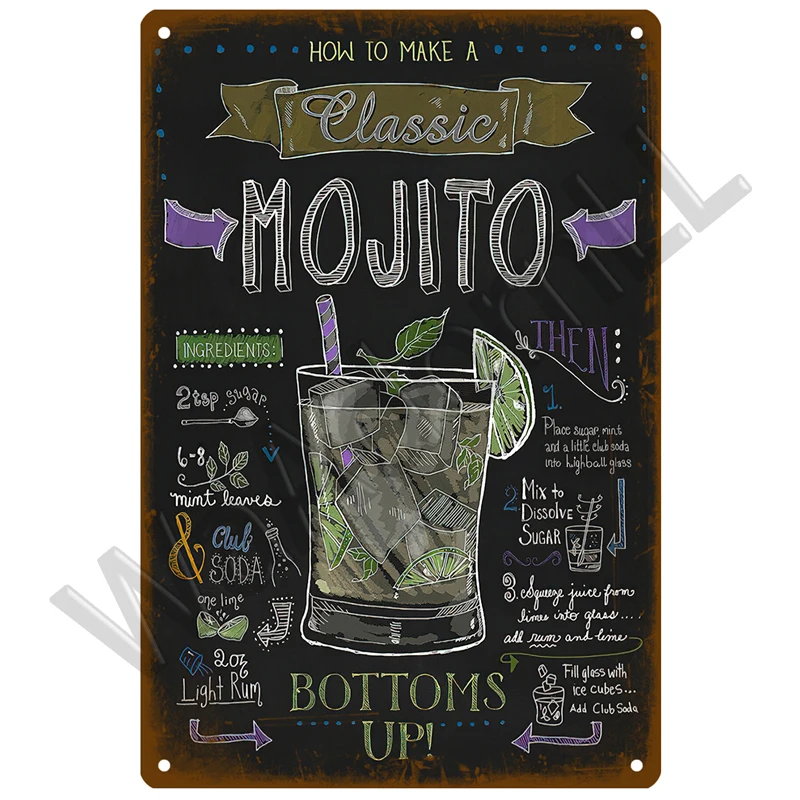 Vintage Cocktail Decorative Tin Sign 20x30 cm 25 Vintage Cocktail Decorative Tin Sign 20x30 cm - Image 25
