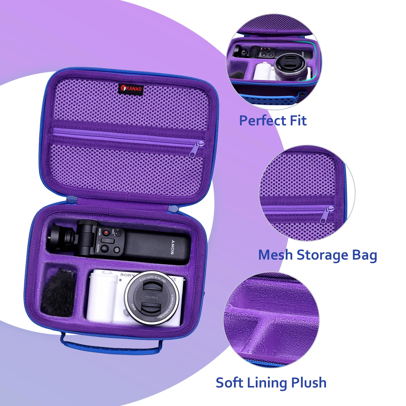 Purple EVA Camera Case for Sony ZV-E10 2 Purple EVA Camera Case for Sony ZV-E10 - Image 2