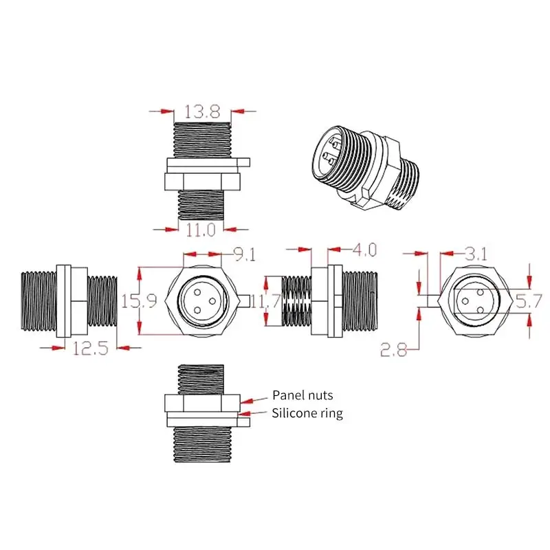 IP67 Waterproof M14 Connector for Welding 3 IP67 Waterproof M14 Connector for Welding - Image 3