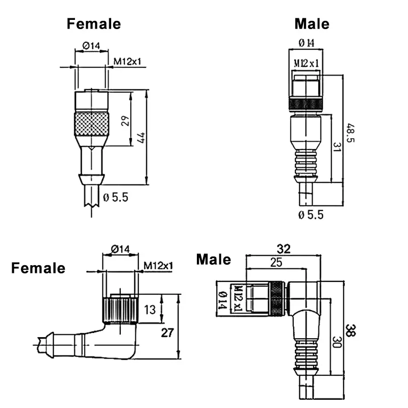 M12 Connector Cable 2m Black PVC 2 M12 Connector Cable 2m Black PVC - Image 2