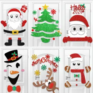 Festive Felt Christmas Door Stickers Set