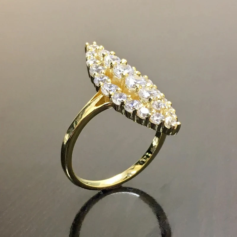 Marquise Gold Plated Ring with Cubic Zirconia 4 Marquise Gold Plated Ring with Cubic Zirconia - Image 4