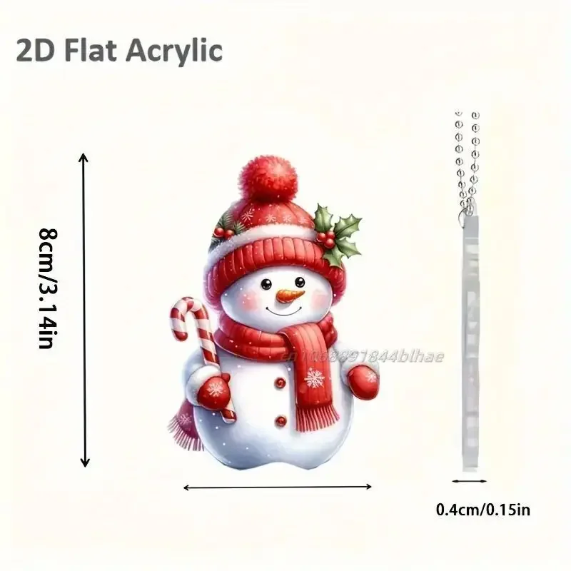 Christmas Snowman Acrylic Ornament with Lanyard 7 Christmas Snowman Acrylic Ornament with Lanyard - Image 7