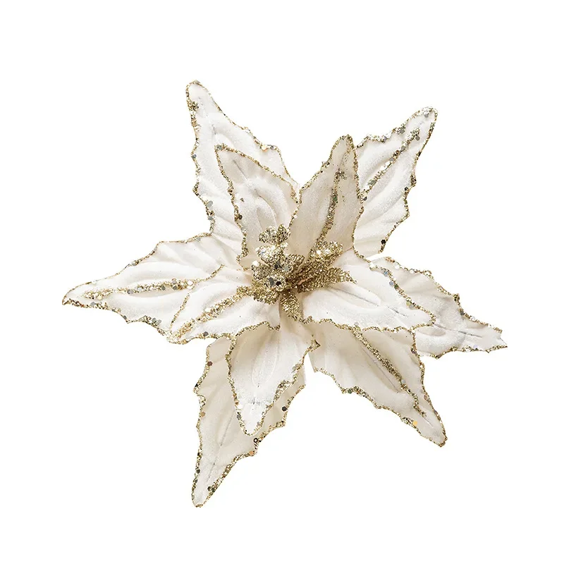 Artistic 26cm Glittered Christmas Poinsettia Ornament 5 Artistic 26cm Glittered Christmas Poinsettia Ornament - Image 5