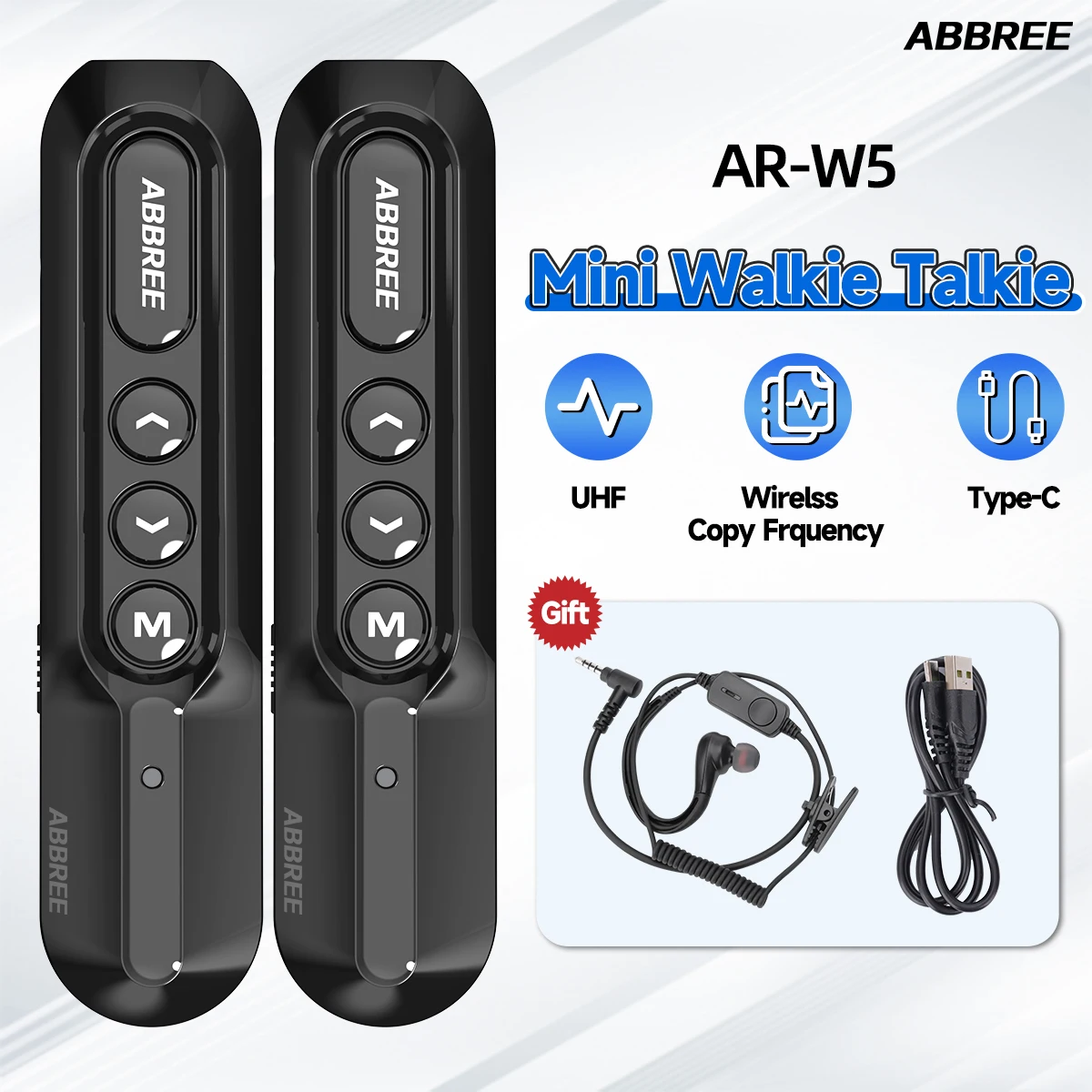ABBREE AR-W5 Mini Walkie Talkies 400-480MHz 7 ABBREE AR-W5 Mini Walkie Talkies 400-480MHz - Image 7