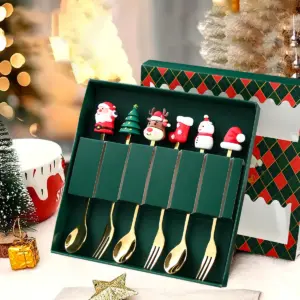 Gold Christmas Utensil Set with Holiday Mascots 11 S4da36caf4434416c84b3df34b714e6acS