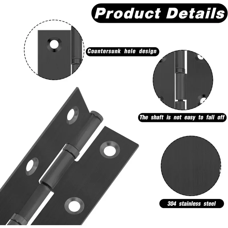 Black Stainless Steel Door Hinges Set 2 Black Stainless Steel Door Hinges Set - Image 2