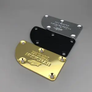Stylish Metal Guitar Neck Plate in Gold, Black, Chrome