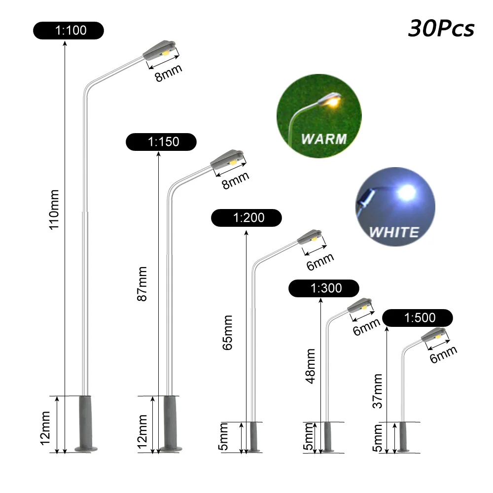 Miniature Street Lamps Set for Dioramas & Models 1 Miniature Street Lamps Set for Dioramas & Models