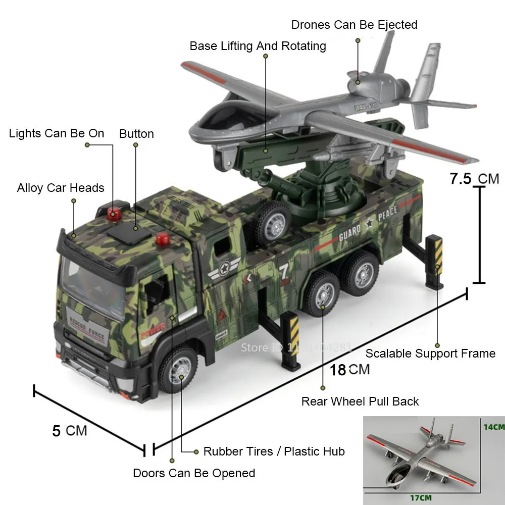 Military Drone Launch Vehicle Toy 1:32 Scale 2 Military Drone Launch Vehicle Toy 1:32 Scale - Image 2