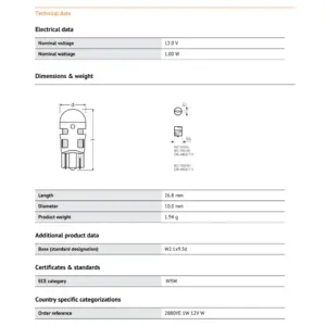 OSRAM LED T10 WY5W 2880YE Vehicle Bulb 2 Pack 9 S5382946d2f854c469a71fcf6e332d4f9i