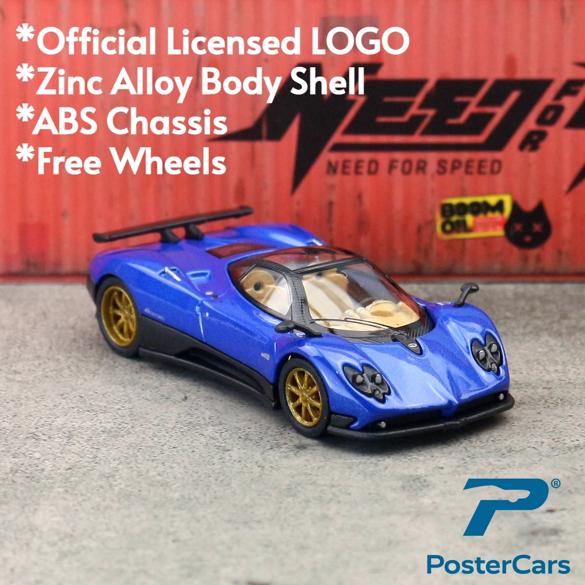 Blue Pagani Zonda F Roadster Model 1:64 Scale 3 Blue Pagani Zonda F Roadster Model 1:64 Scale - Image 3