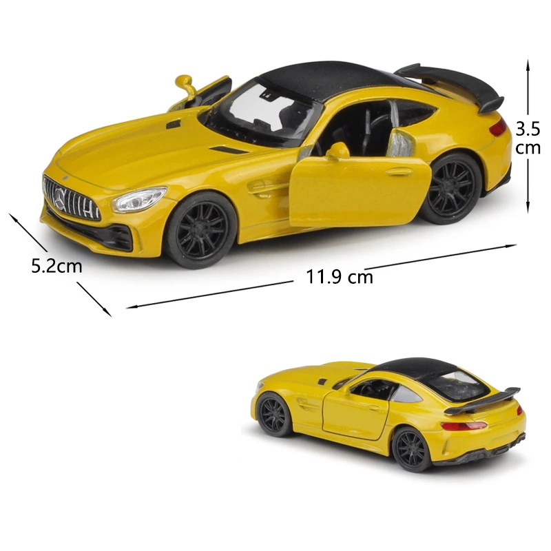 Yellow Mercedes-Benz AMG GTR 1:36 Scale Diecast Model 3 Yellow Mercedes-Benz AMG GTR 1:36 Scale Diecast Model - Image 3