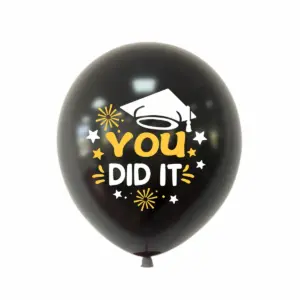 Graduation Balloons Set 10 Latex 12" Black, Gold, Yellow 16 S57684b35fd75451fa3f6523137595c72L