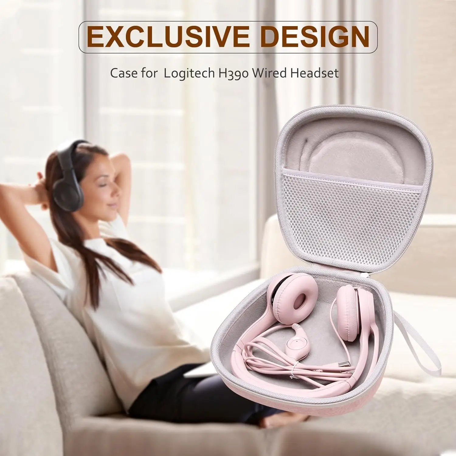 Light Grey EVA Headphone Case for Logitech & Jabra 2 Light Grey EVA Headphone Case for Logitech & Jabra - Image 2