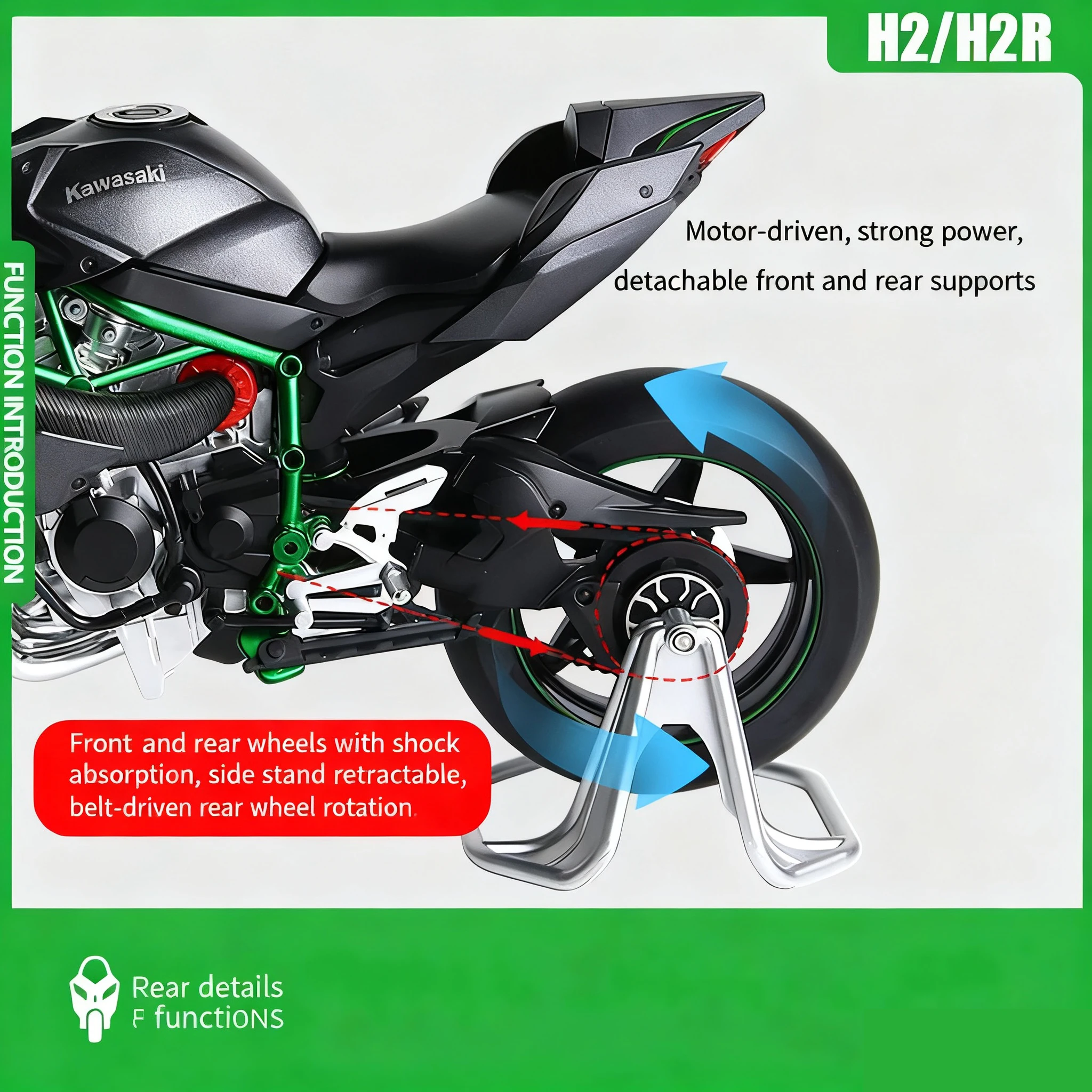 Kawasaki H2R Ninja 1:9 Scale Motorcycle Model 3 Kawasaki H2R Ninja 1:9 Scale Motorcycle Model - Image 3