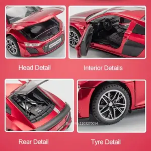 Red Diecast Audi R8 V10 Plus Model 1:32 Scale 15 S5cc5209b555a42ac8afc62c9bf28babcJ