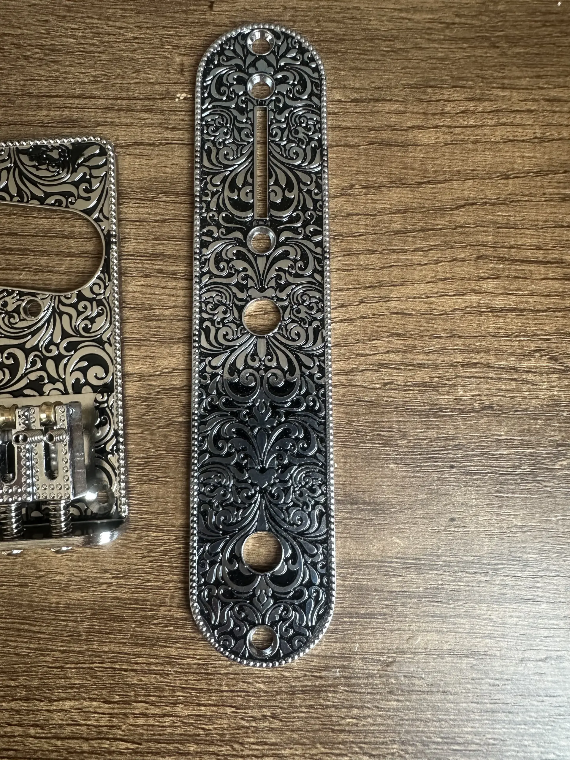 Decorative Alloy Guitar Bridge Set with Floral Design 4 Decorative Alloy Guitar Bridge Set with Floral Design - Image 4