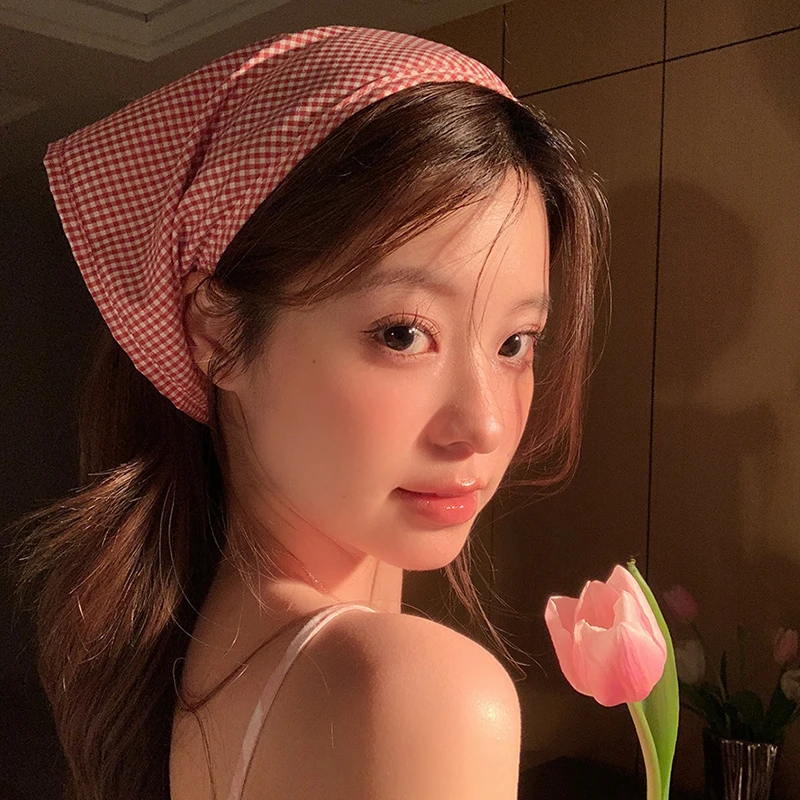 Bohemia Light Blue Checkered Headscarf 6 Bohemia Light Blue Checkered Headscarf - Image 6