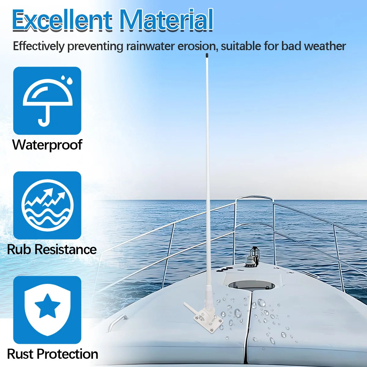 ABBREE 43 Inch Marine VHF Antenna 3.5 dB 2 ABBREE 43 Inch Marine VHF Antenna 3.5 dB - Image 2