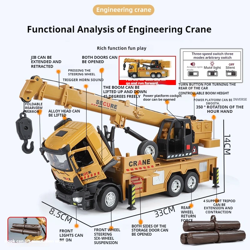 1:18 Scale Diecast Crane Truck Model 2 1:18 Scale Diecast Crane Truck Model - Image 2