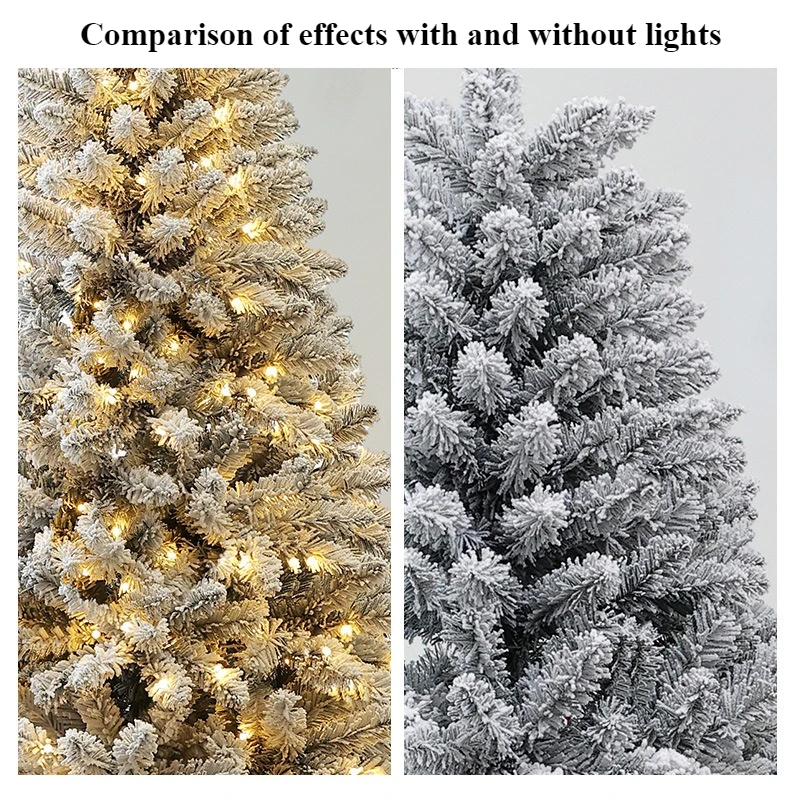 Flocked Christmas Tree 120-270cm with LED Lights 2 Flocked Christmas Tree 120-270cm with LED Lights - Image 2