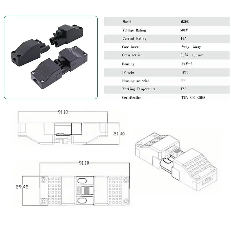 Widsay 2/3-Pin Black Docking Terminal 3 Widsay 2/3-Pin Black Docking Terminal - Image 3