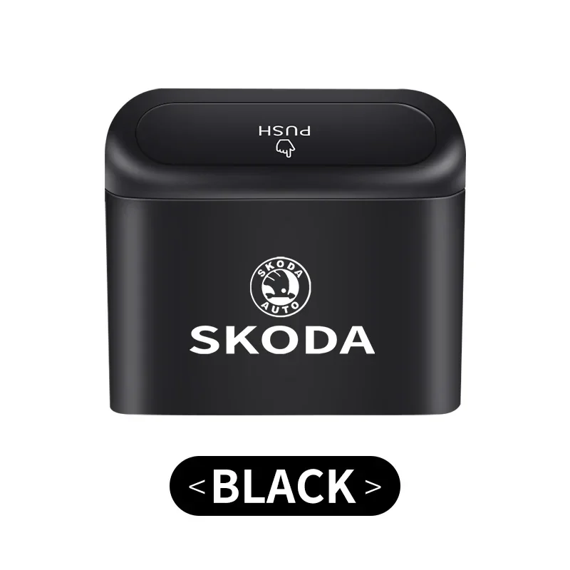 Skoda Black Car Trash Can with Flip Lid 7 Skoda Black Car Trash Can with Flip Lid - Image 7