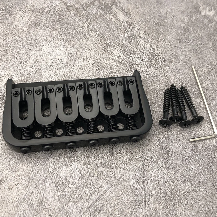 Black Fixed Guitar Bridge with Stainless Saddles 3 Black Fixed Guitar Bridge with Stainless Saddles - Image 3