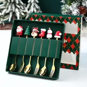 Gold Christmas Utensil Set with Holiday Mascots 8 S6ef96d9cc49e4456a7d49b99c2fe5a7cy